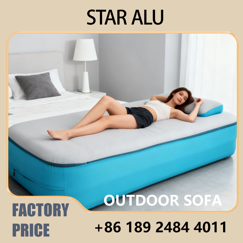 Bed Outdoor Camping - Kasur Camping Tiup dengan Bantal Terintegrasi,