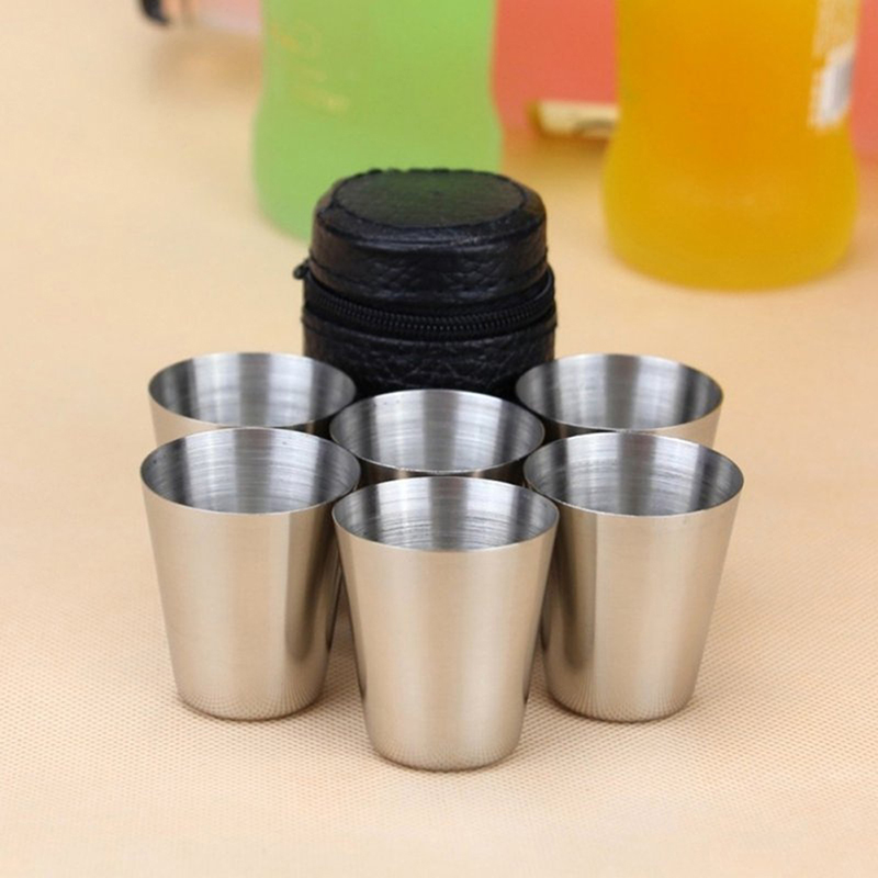 Outdoor Camping Outfit - Cangkir Mini Stainless Steel, 4/6 buah