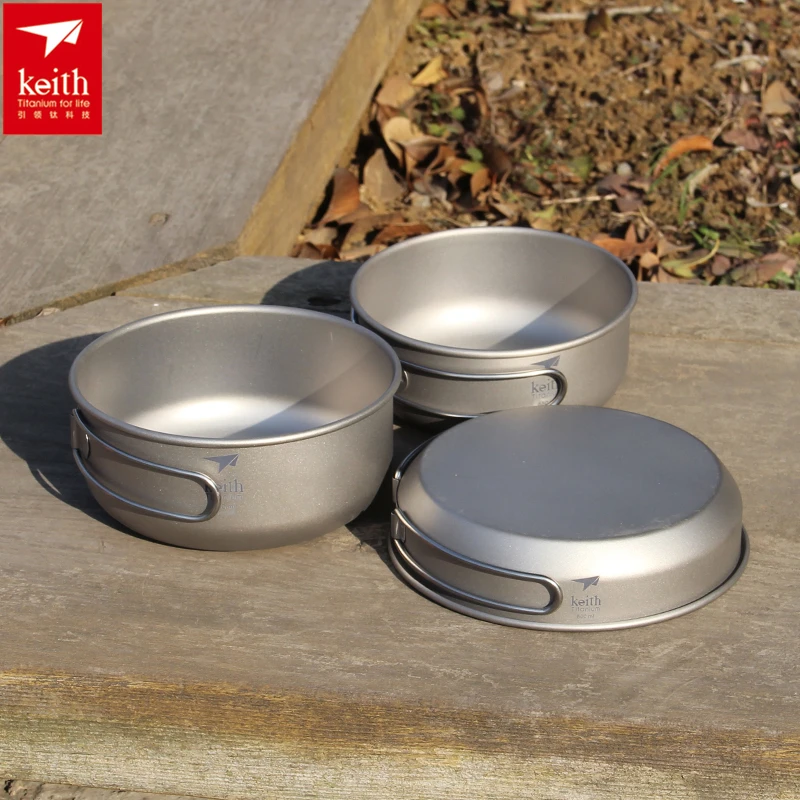 Outdoor Camping Outfit - Keith Set panci masak Titanium 3