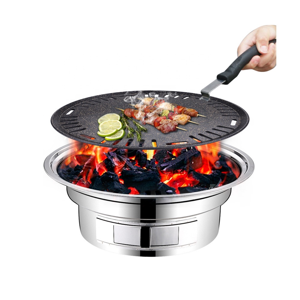 Outdoor Camping Korea - Piring Panggangan BBQ Bulat Aluminium Anti