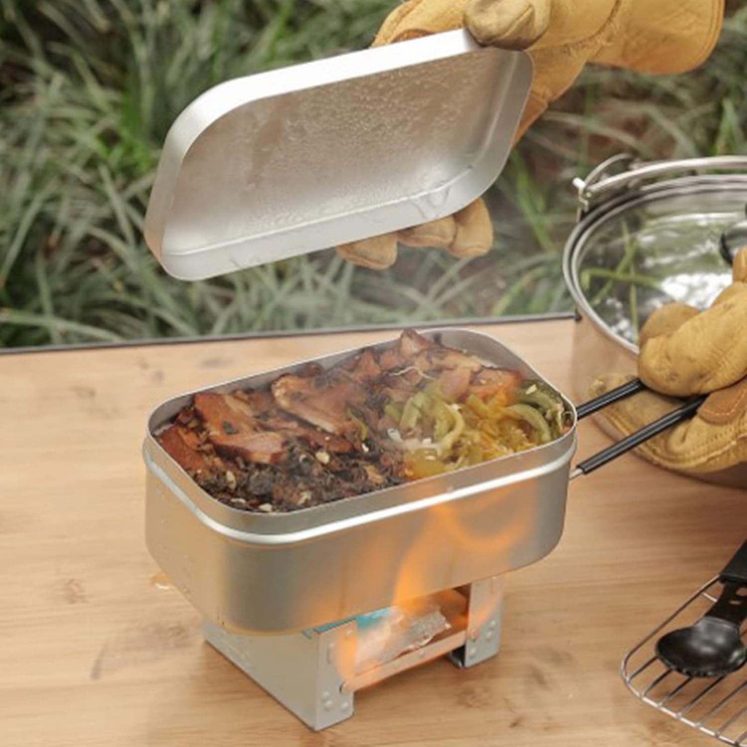 Outdoor Camping Outfit - Pegangan Kotak Bento Lipat, Wadah Makan