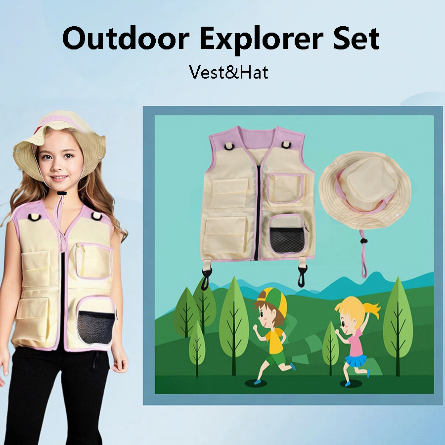 Setelan topi rompi penjelajah  - Outdoor Camping Kids Activities ulasan dan harga
